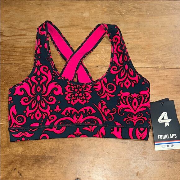 Fourlaps Infinity Sports Bra  workout bra Velvet Wallpaper NWT Small - Picture 1 of 9